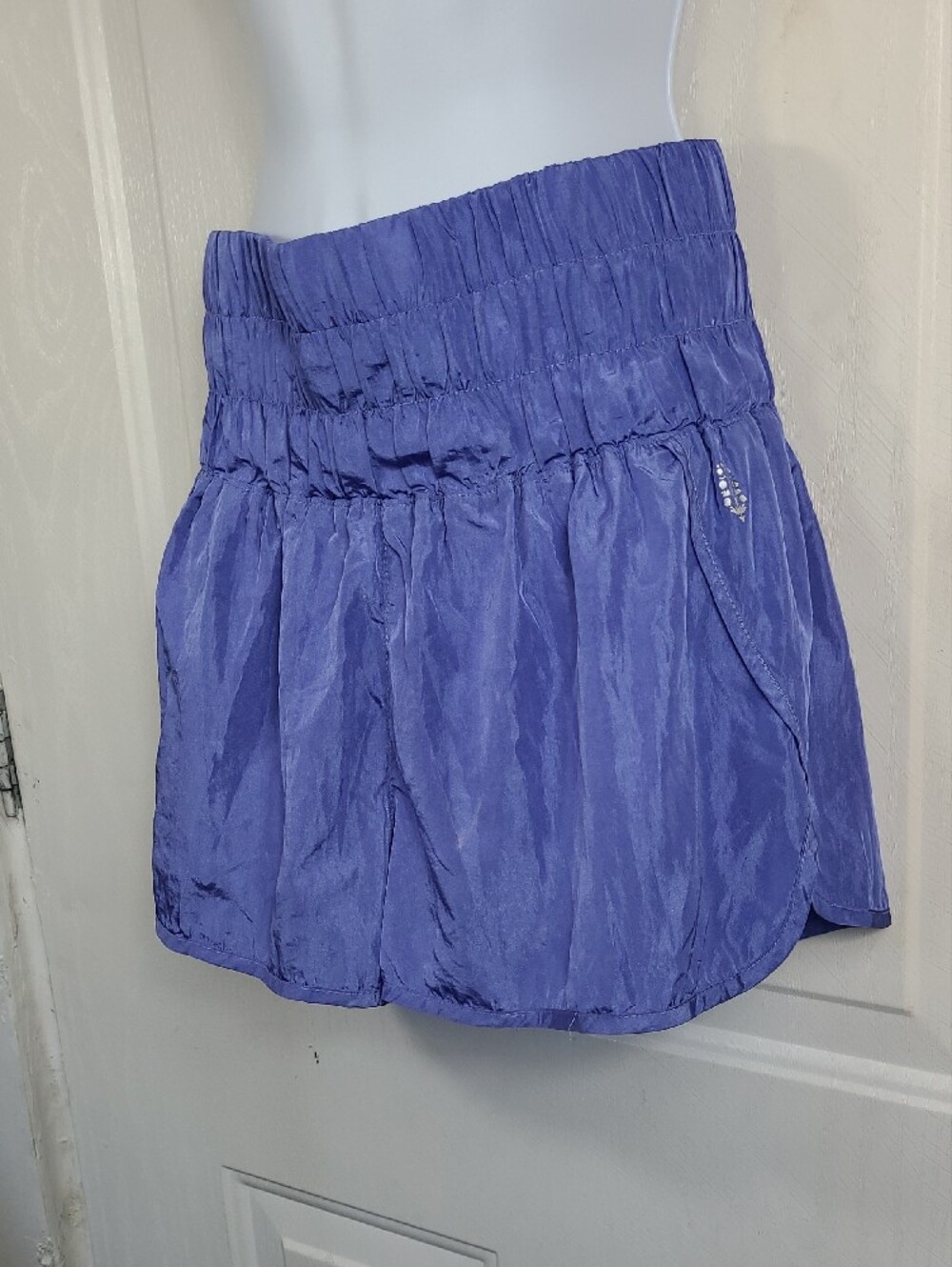 Free People Lavender Smocked-Waist Athletic Shorts - Picture 3 of 14